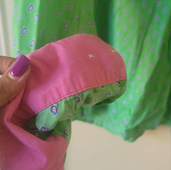 Ralph Lauren Green White Pink Long Sleeve Cotton Shirt Top Blouse Size XL - Picture 5 of 7